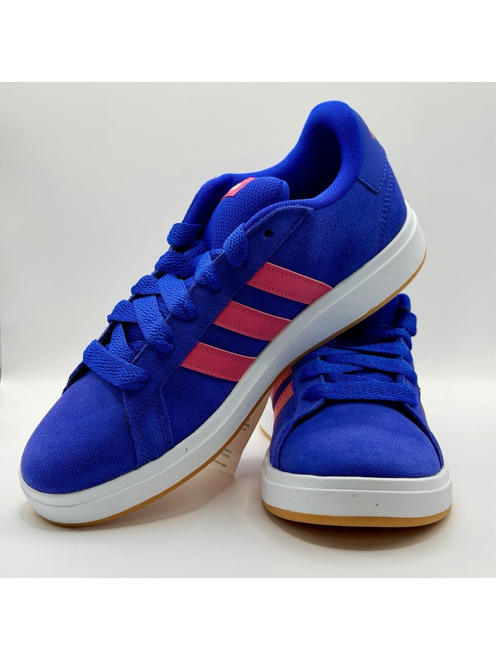 Adidas Grand Court 00’s K JR5532 Youth 4 Blue With Hot Pink Stripe New In Box